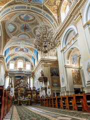 Zhovkva, Ukraine - 20.05.2021: interior of the St. Josaphat Church, the centrepiece of the Dominican Monastery. 