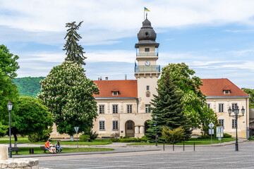 Zhovkva, Ukraine - 20.05.2021: town hall of the ancient city.