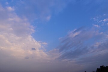 Beautiful view of blue cloudy sky background