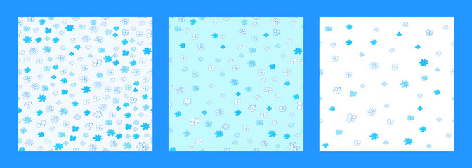 Seamless pattern of flowers duotone color background. Vector set of spring floral background.