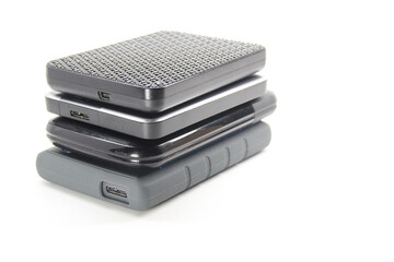 external hard drive with white background