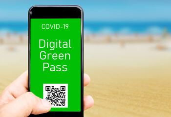 Digital Green Pass in mobile phone for travel