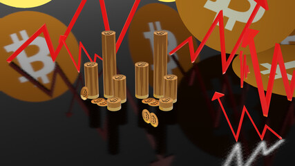 Cryptocurrency bitcoin the future coin. Virtual cryptocurrency concept. 3D illustration.