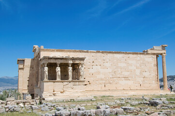 Karyatides statues, Erehtheio, on the Acropolis in Athens, Greece