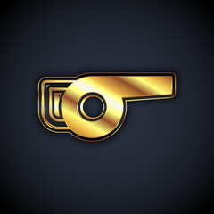 Gold Leaf garden blower icon isolated on black background. Vector