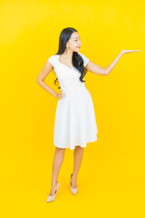 Portrait beautiful young asian woman smile with action