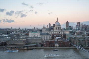 Cityscape of St Paul's Cathedral in London at sunset