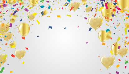 Gold confetti celebration. New year, birthday, valentines day
