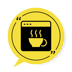 Black Software, web developer programming code icon isolated on white background. Javascript computer script random parts of program code. Yellow speech bubble symbol. Vector