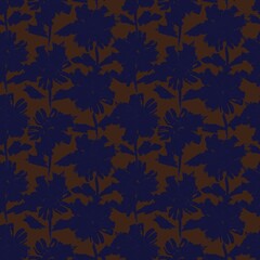 Brown Floral Brush strokes Seamless Pattern Background