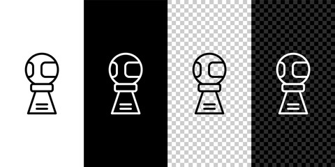 Set line Award cup with baseball ball icon isolated on black and white, transparent background. Winner trophy symbol. Championship or competition trophy. Sports achievement. Vector