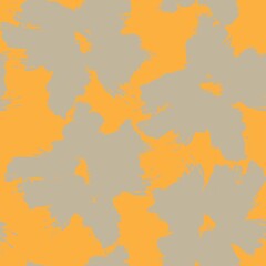 Fototapeta na wymiar Orange Floral Brush strokes Seamless Pattern Background