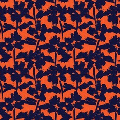 Obraz premium Orange Floral Brush strokes Seamless Pattern Background