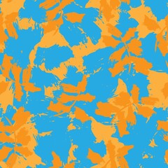 Orange Floral Brush strokes Seamless Pattern Background