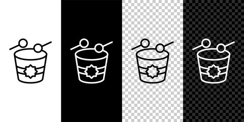 Set line Ramadan drum icon isolated on black and white, transparent background. Vector
