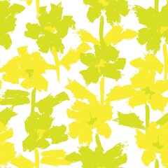 Yellow Floral Brush strokes Seamless Pattern Background