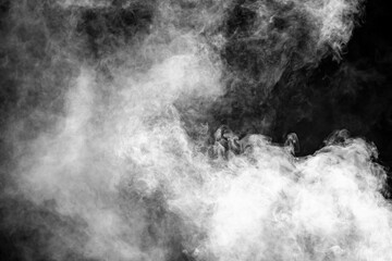 White smoke on a black background. Texture