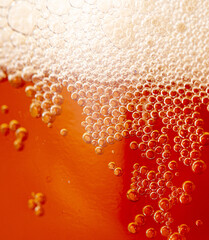 Fresh beer in a mug as a background.