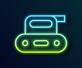 Glowing neon line Electric planer tool icon isolated on black background. Vector