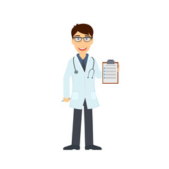 Doctor. A doctor writes out a medical prescription, vector illustration