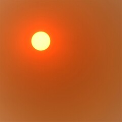 Close up of an orange sun with wild fire smoke in the air