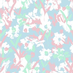 Obraz na płótnie Canvas Pastel Floral Brush strokes Seamless Pattern Background
