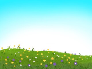 grass and flowers, illustration for background in spring concept.
