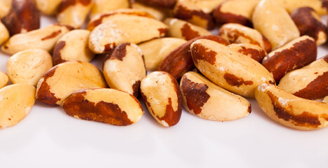 Close up of Brazilian nut on white background