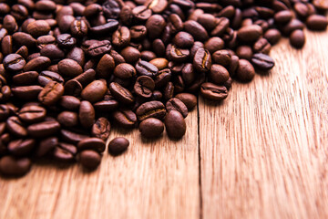 Closeup on coffee bean. Fresh roasted coffee beans
