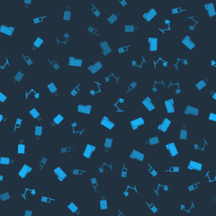 Set Walkie talkie, Folder, Table lamp and Travel suitcase on seamless pattern. Vector