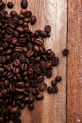 Closeup on coffee bean. Fresh roasted coffee beans