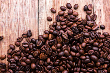 Closeup on coffee bean. Fresh roasted coffee beans