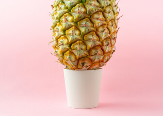 A pineapple on light pink background.
