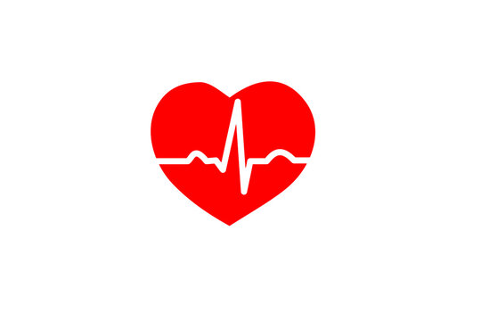 normal heart rhythm graph inside red heart shape, concept for medical media, healthy heart, good health, insurance