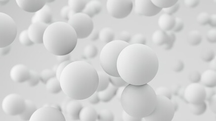 3d render abstract background with white spheres