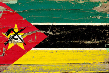 3D Flag of Mozambique on wood