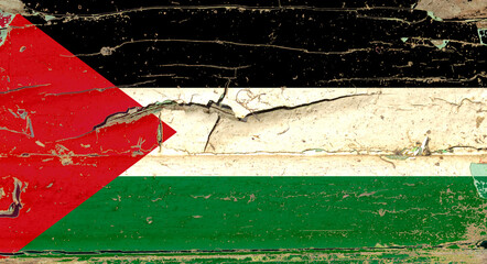3D Flag of Palestine on wood