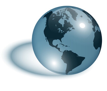 Earth planet blue and transparent, 3D earth globe as water drop, vector illustration.