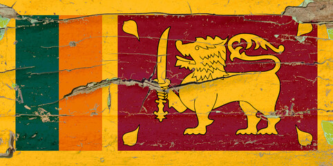 3D Flag of Sri Lanka on wood
