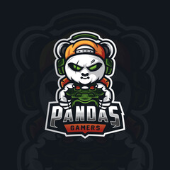 Panda Esport Mascot Logo Design Illustration For Gaming Club
