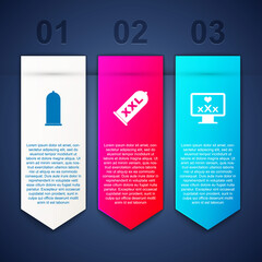 Set Condom safe sex, and Monitor with 18 plus content. Business infographic template. Vector