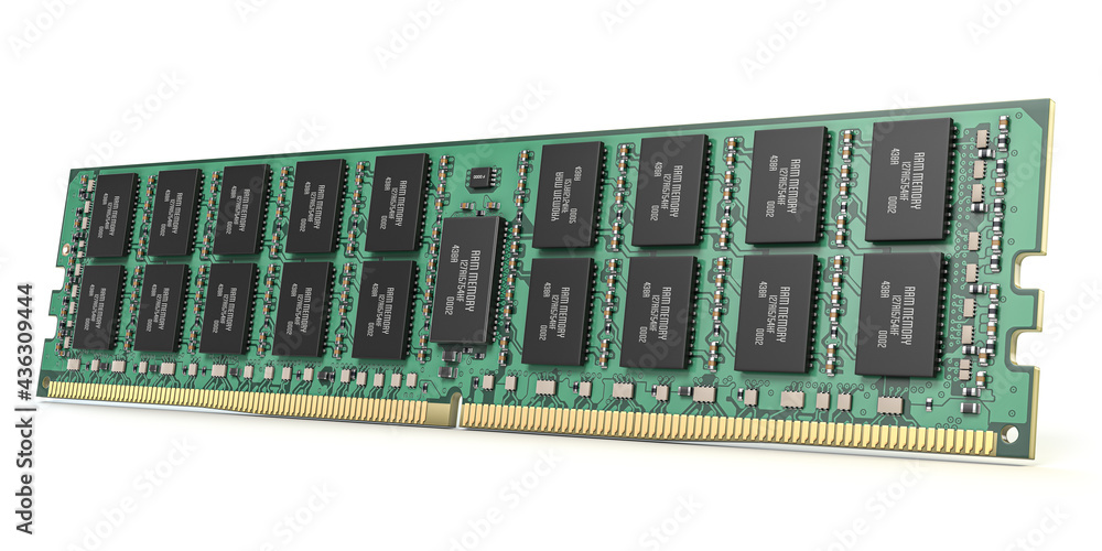 Poster DDR ram computer memory module isolated on white.