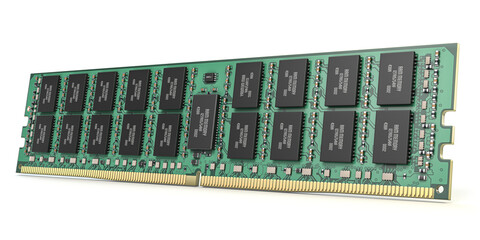DDR ram computer memory module isolated on white. - obrazy, fototapety, plakaty