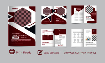 corporate business brochure template layout design, 8 pages brochure company profile, corporate business profile template design, annual report, minimal business brochure.
