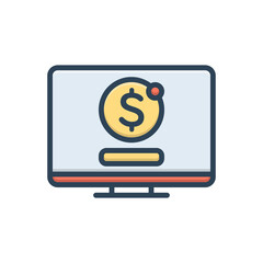 Color illustration icon for online payment