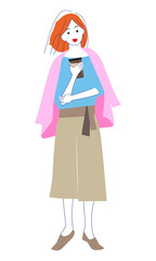 飲み物を持つ女性のイラスト素材