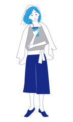 飲み物を持つ女性のイラスト素材