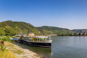 Old cruiseship at the Rhine riverbank in Boppard, Germany