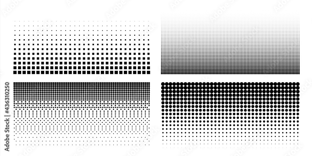 Fototapete halftone dot pattern. comic pop art textures. black and white geometric half tone templates set. per