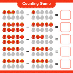 Counting game, count the number of Warm Clothes and write the result. Educational children game, printable worksheet, vector illustration